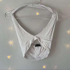 White Dramatic V-Neck Crop Top